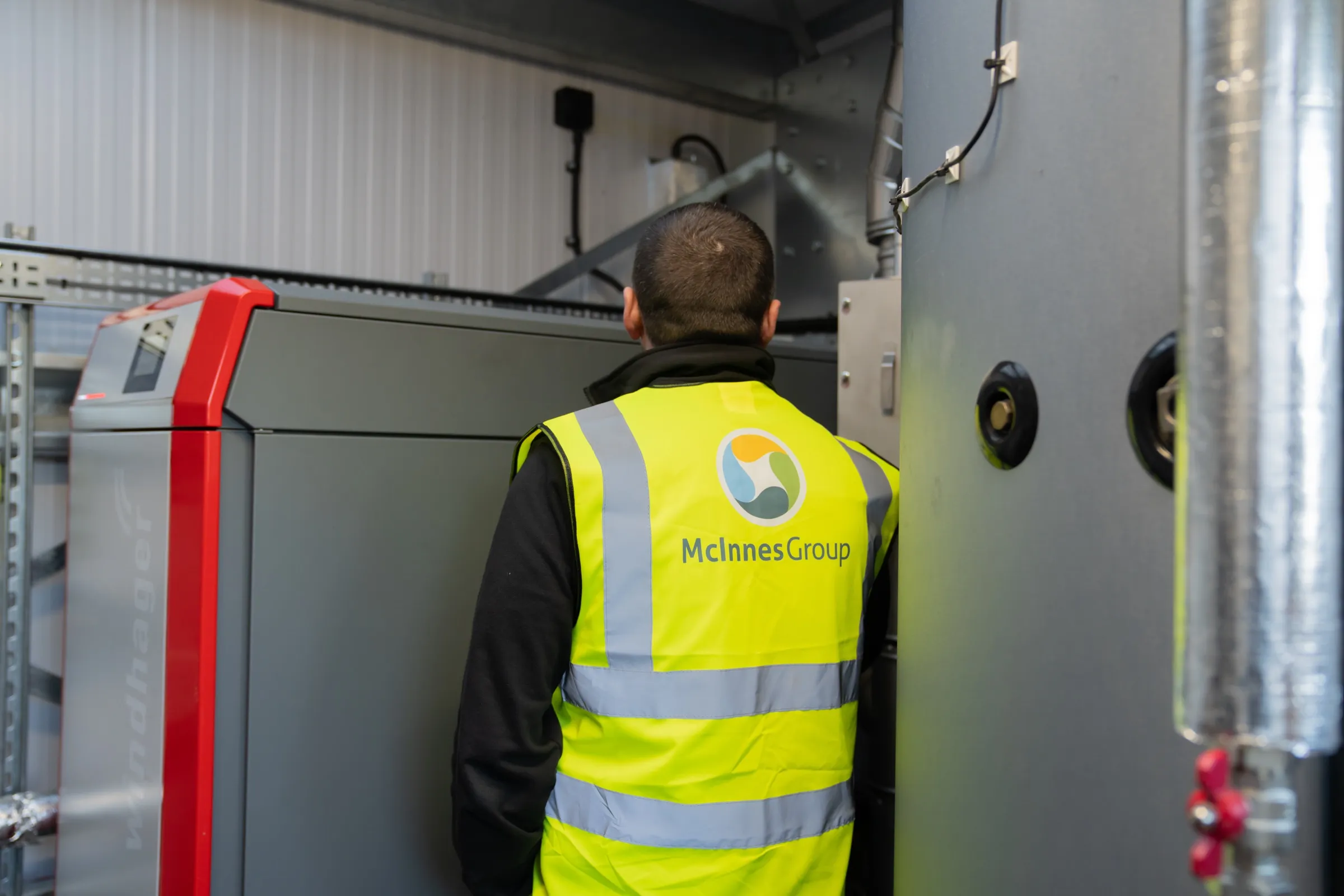 Windhager log gasification biomass boiler plant room install on the Black Isle
